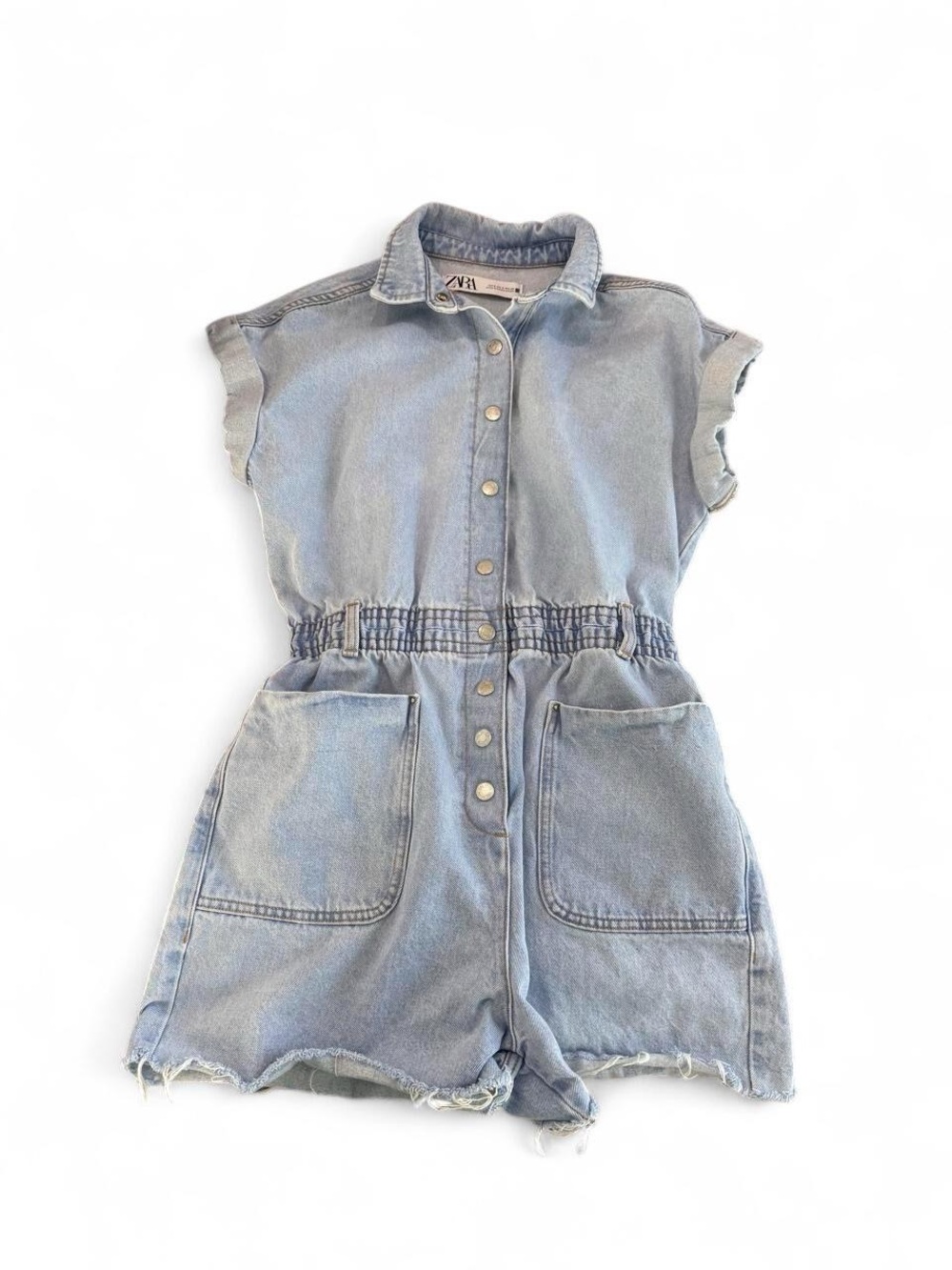 Zara Light Wash Denim Romper Jumpsuit